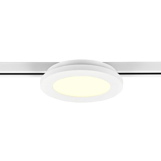 Faretto a disco per binario bifase led 9w 3000k con bordo bianco