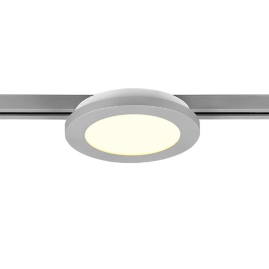 Faretto a disco per binario bifase led 9w 3000k con bordo titanio