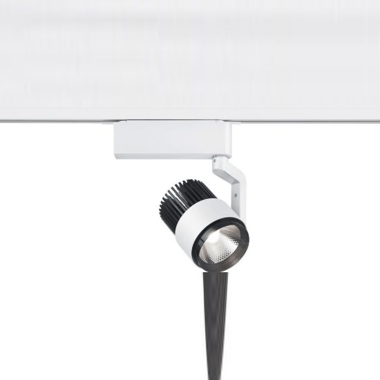 Faretto per binario bifase led 15w cct 2300k 3000k 4000k orientabile bianco
