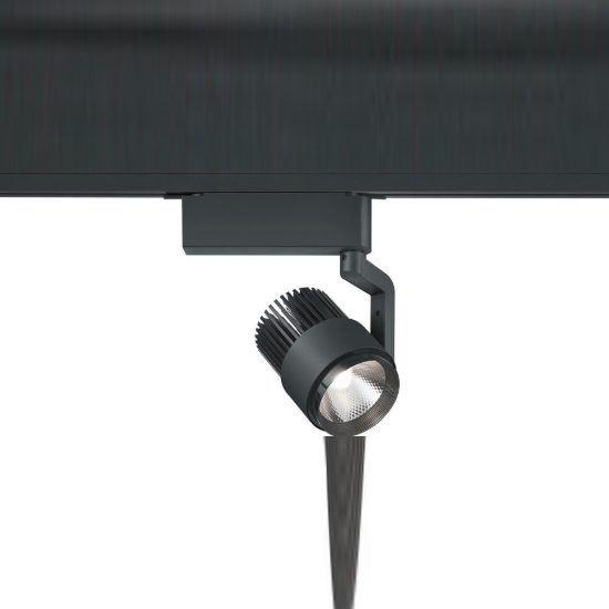 Faretto per binario bifase led 15w cct 2300k 3000k 4000k orientabile nero