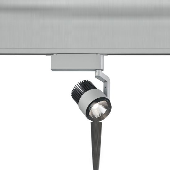 Faretto per binario bifase led 15w cct 2300k 3000k 4000k orientabile titanio