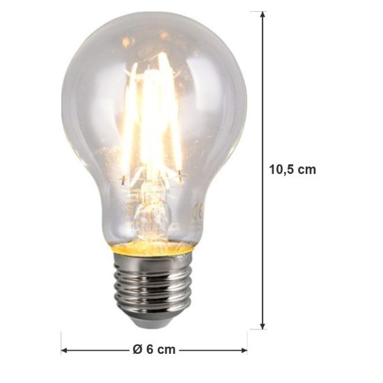 Lampadina e27 led 4,5w a goccia a filamento 2700k trasparente confezione 10 pezzi