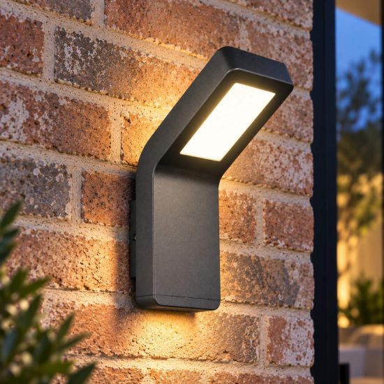Applique da esterno led 10w 4000k ip44 antracite in alluminio pressofuso