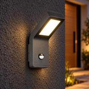 Applique da esterno led 10w 4000k con sensore di movimento ip44 antracite in alluminio pressofuso