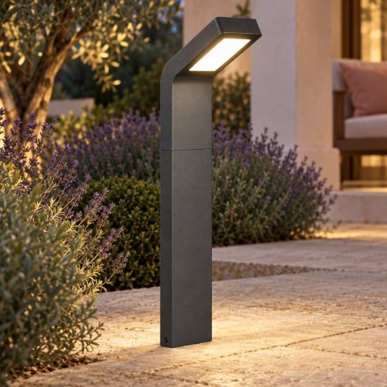 Lampioncino da giardino led 10w 4000k ip44 antracite in alluminio pressofuso