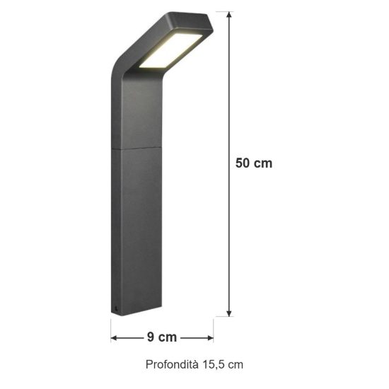 Lampioncino da giardino led 10w 4000k ip44 antracite in alluminio pressofuso