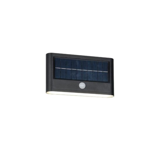 Applique da esterno solare led 8w 4000k con sensore di movimento ip44 bi-emissione nera