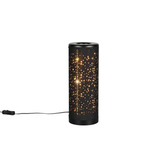 Abat-jour led 4w 3000k per comodino nero oro con paralume in tessuto traforato