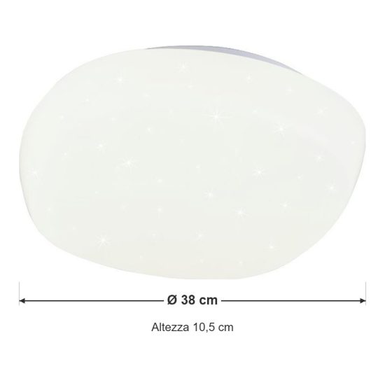 Plafoniera led 24w 4000k moderna bianca a forma di sasso effetto cielo stellato