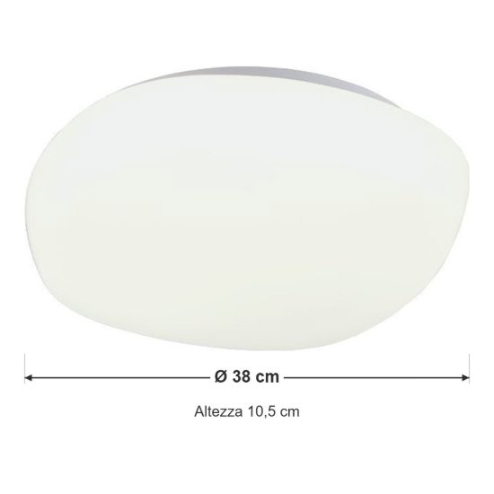 Plafoniera led 24w 4000k moderna bianca a forma di sasso con diffusore satinato