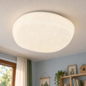 Plafoniera led 37w 4000k per soggiorno moderna bianca a forma di sasso effetto cielo stellato