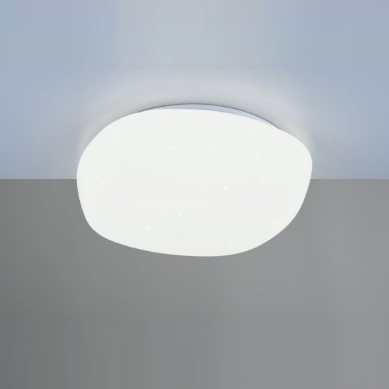 Plafoniera led 37w 4000k per soggiorno moderna bianca a forma di sasso effetto cielo stellato