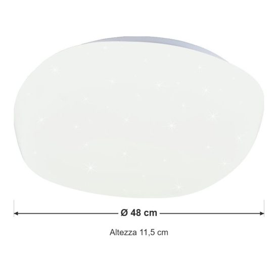 Plafoniera led 37w 4000k per soggiorno moderna bianca a forma di sasso effetto cielo stellato