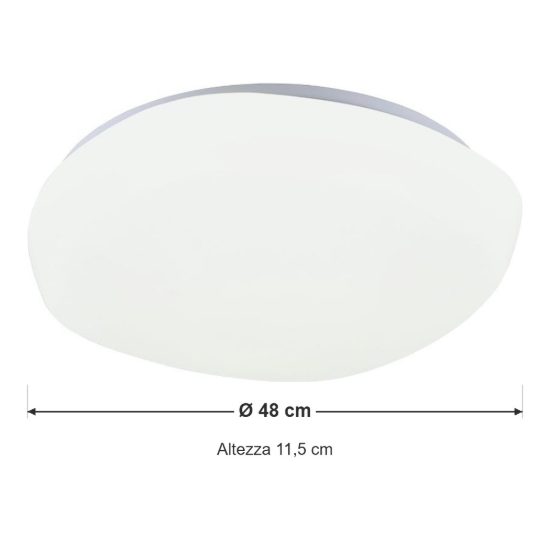 Plafoniera led 37w 4000k per soggiorno moderna bianca a forma di sasso con diffusore satinato