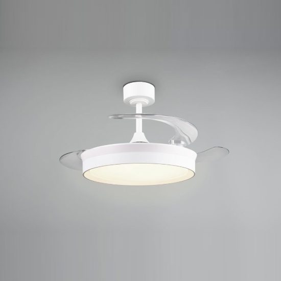 Ventilatore da soffitto led 30w cct 2700k 6500k con telecomando pale a scomparsa bianco per max 20mq