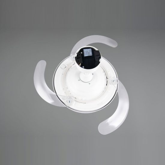 Ventilatore da soffitto led 30w cct 2700k 6500k con telecomando pale a scomparsa bianco per max 20mq