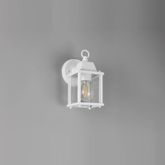 Applique da esterno coperto ip23 moderna bianca con vetro trasparente