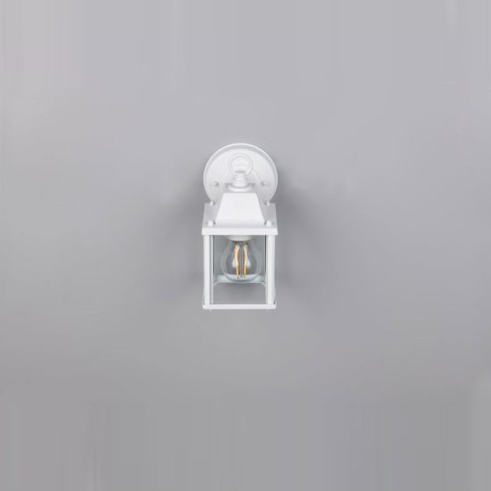 Applique da esterno coperto ip23 moderna bianca con vetro trasparente