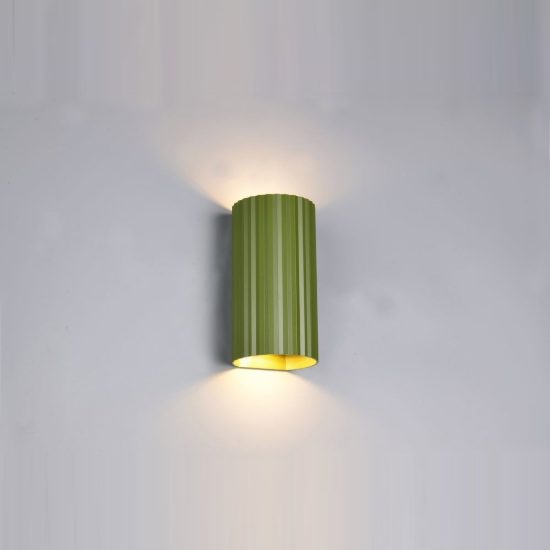 Applique per salotto bi-emissione moderna cilindrica rigata verde