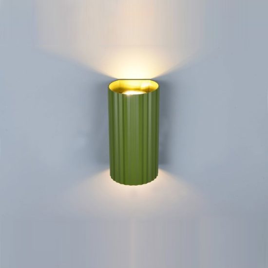 Applique per salotto bi-emissione moderna cilindrica rigata verde