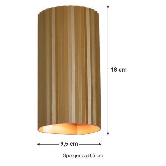 Applique per salotto bi-emissione moderna cilindrica rigata caffe