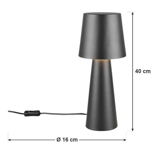 Lampada da tavolo per soggiorno moderna nera con paralume in metallo