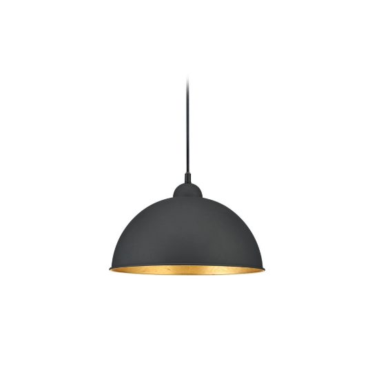 Lampada a sospensione per binario bifase e27 31cm regolabile in altezza nera con interno oro