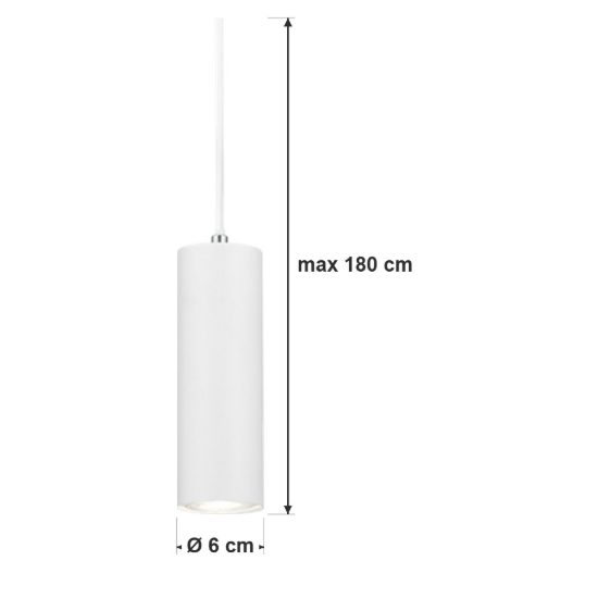Lampada a sospensione per binario bifase gu10 6cm regolabile in altezza bianca
