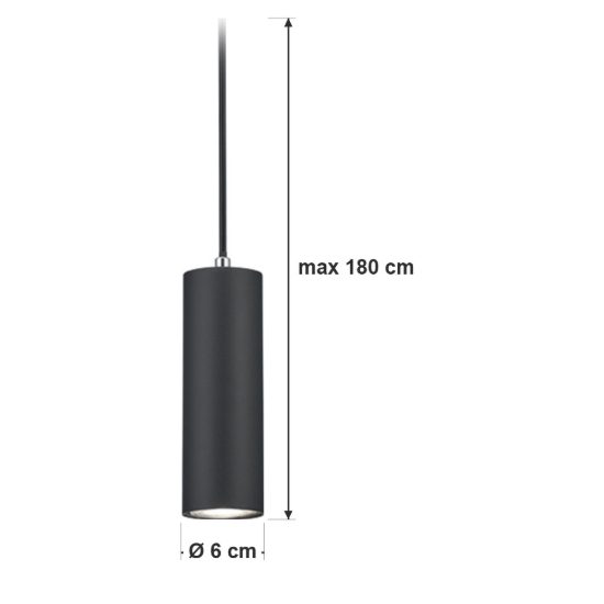 Lampada a sospensione per binario bifase gu10 6cm regolabile in altezza nera