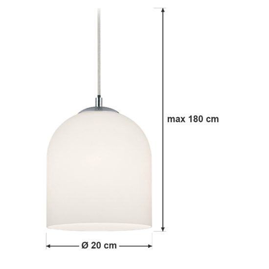 Lampada a sospensione per binario bifase e14 20cm in vetro bianco