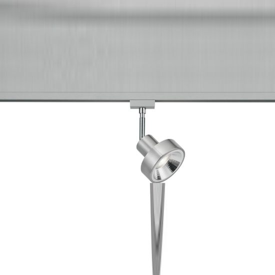Faretto per binario bifase gu10 orientabile alto 20cm nichel opaco