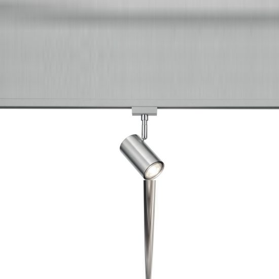 Faretto per binario bifase gu10 orientabile alto 16cm nichel opaco
