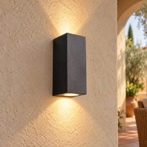 Applique da esterno bi-emissione ip44 moderna a sezione quadrata nera