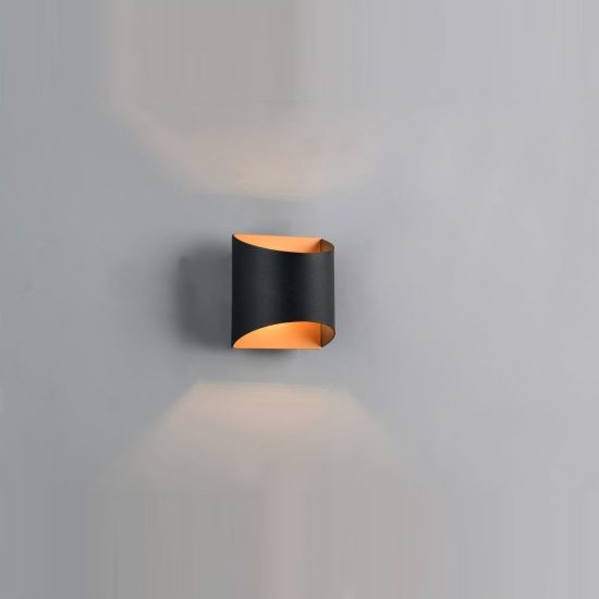 Applique per soggiorno bi-emissione moderna in metallo nero opaco oro