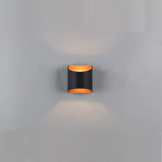 Applique per soggiorno bi-emissione moderna in metallo nero opaco oro