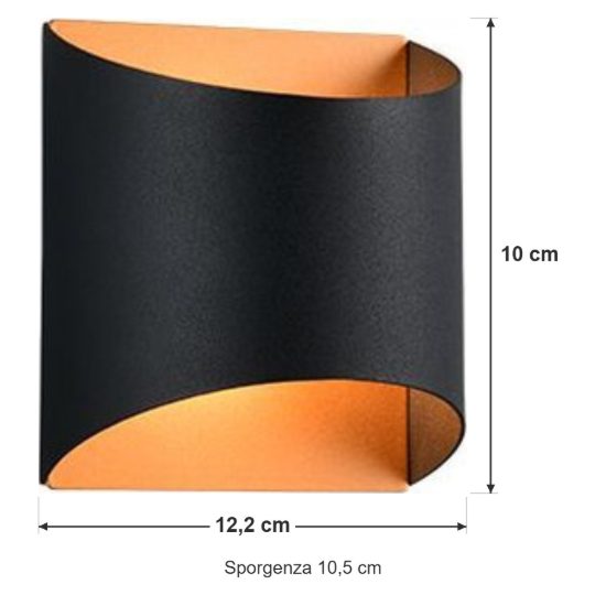 Applique per soggiorno bi-emissione moderna in metallo nero opaco oro