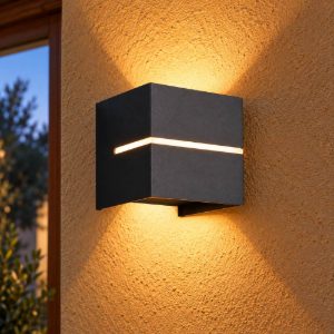 Applique da esterno ip44 bi-emissione moderna quadrata nera