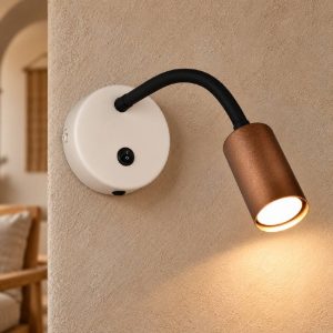 Applique per comodino camera da letto da lettura moderna caffe con braccio flessibile interruttore