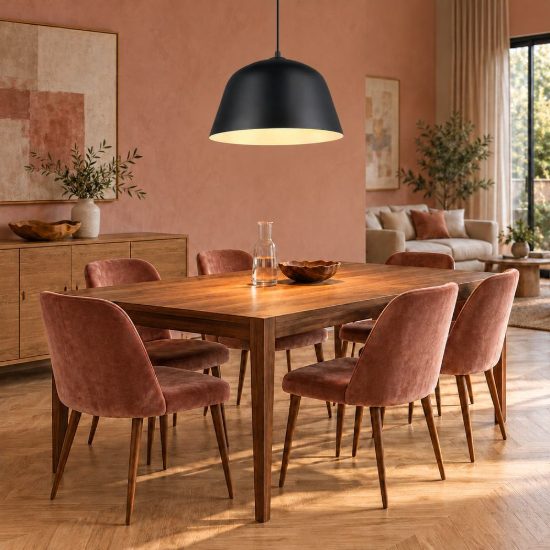 Lampadario a sospensione per sala da pranzo industriale nero con interno bianco