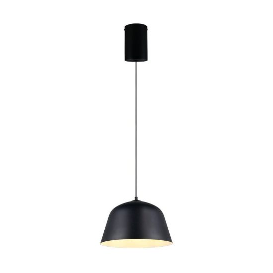 Lampadario a sospensione per sala da pranzo industriale nero con interno bianco
