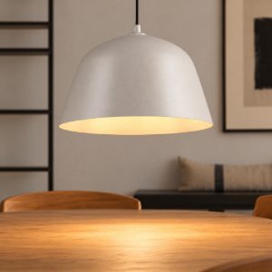 Lampadario a sospensione per sala da pranzo industriale grigio caldo con interno bianco