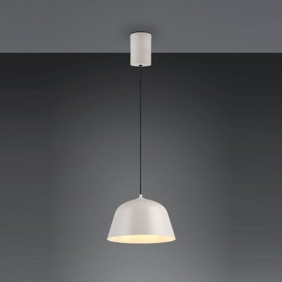 Lampadario a sospensione per sala da pranzo industriale grigio caldo con interno bianco
