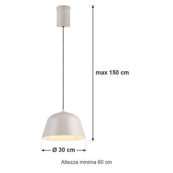Lampadario a sospensione per sala da pranzo industriale grigio caldo con interno bianco