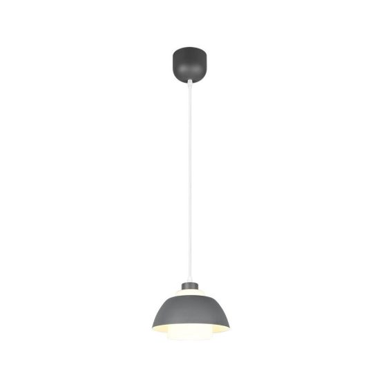 Lampadario a sospensione piccolo per sala da pranzo industriale antracite con vetro bianco