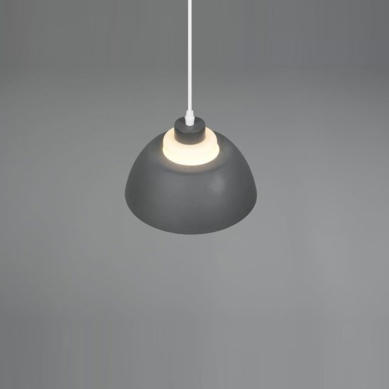 Lampadario a sospensione piccolo per sala da pranzo industriale antracite con vetro bianco