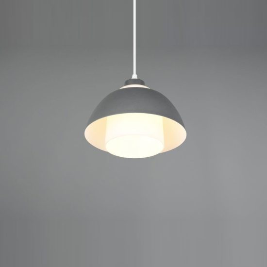 Lampadario a sospensione piccolo per sala da pranzo industriale antracite con vetro bianco