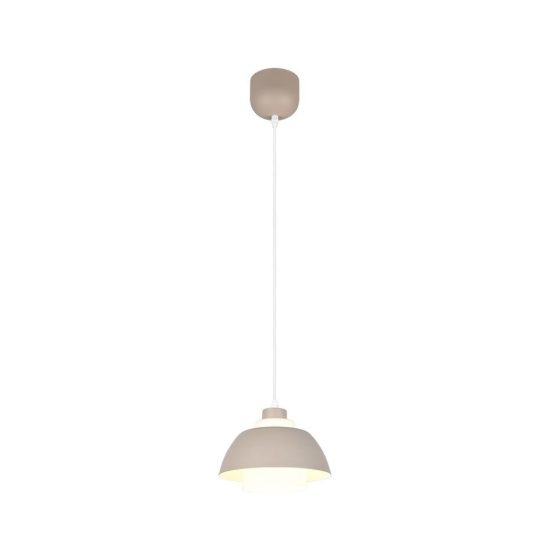 Lampadario a sospensione piccolo per sala da pranzo industriale beige caldo con vetro bianco