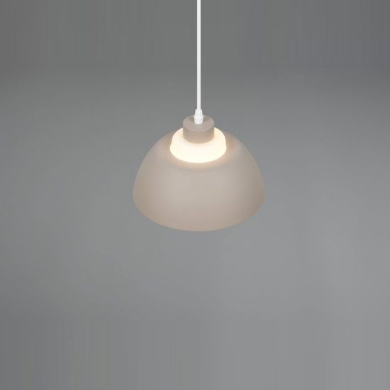 Lampadario a sospensione piccolo per sala da pranzo industriale beige caldo con vetro bianco