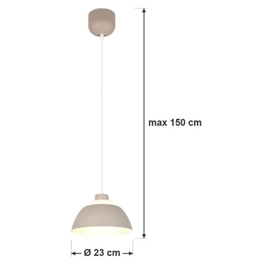 Lampadario a sospensione piccolo per sala da pranzo industriale beige caldo con vetro bianco