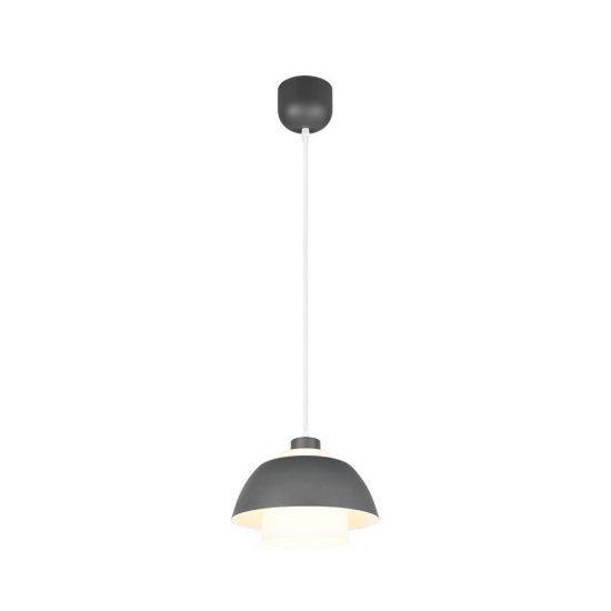 Lampadario a sospensione grande per sala da pranzo industriale antracite con vetro bianco